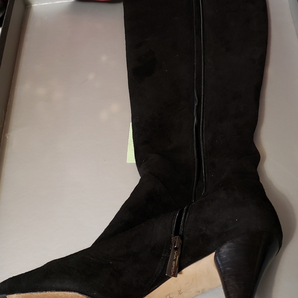 Circa John & David black suede knee high boots.